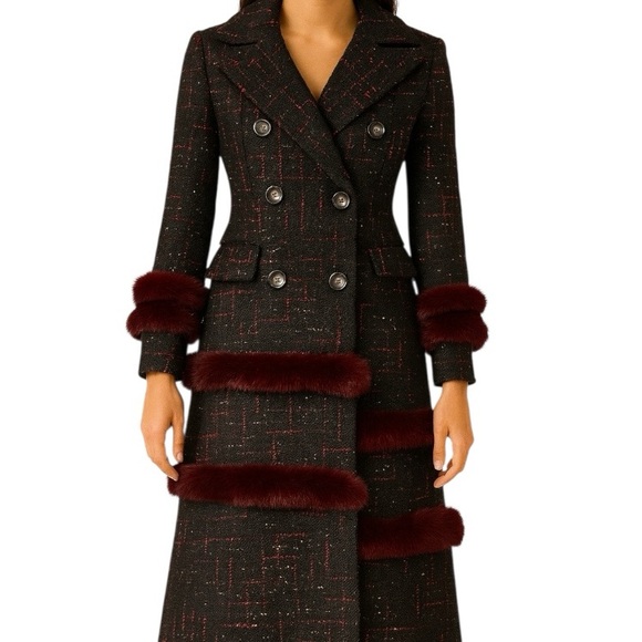 Gorgeous Fur Trim Tweed Long Jacket The Iphigenyah - Picture 2 of 12